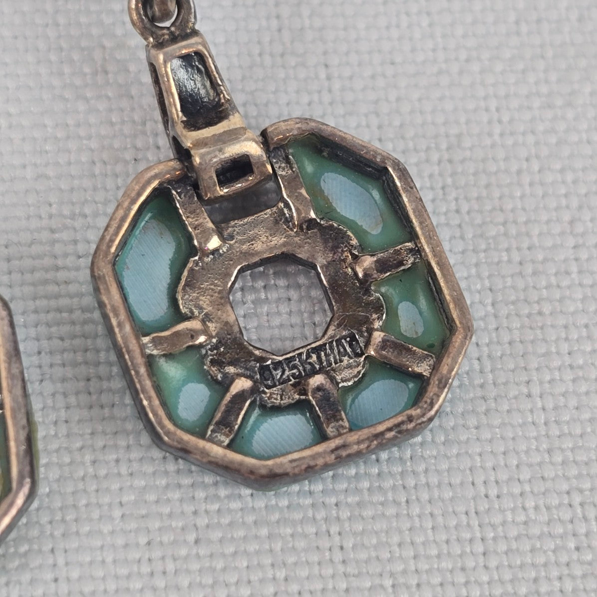 925 Sterling Silver Turquoise Pendant Chain Necklace & Earring Set