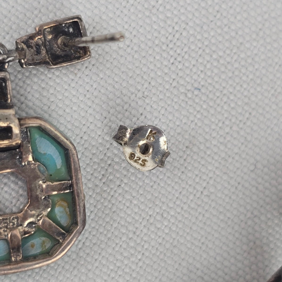 925 Sterling Silver Turquoise Pendant Chain Necklace & Earring Set