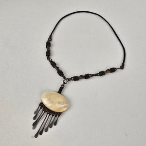Vintage Bronze Natural Stone Chandelier Pendant Necklace