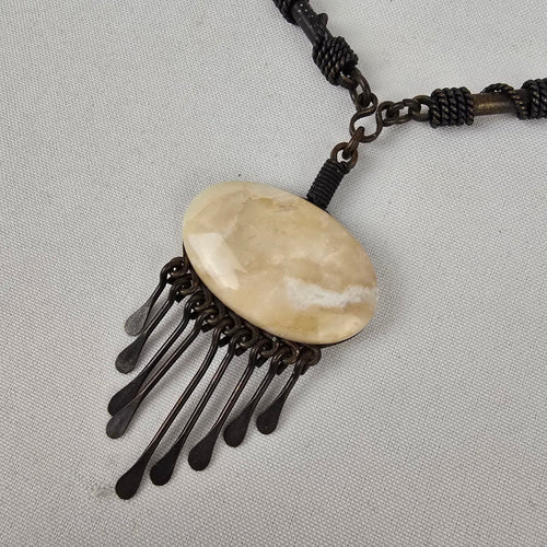 Vintage Bronze Natural Stone Chandelier Pendant Necklace