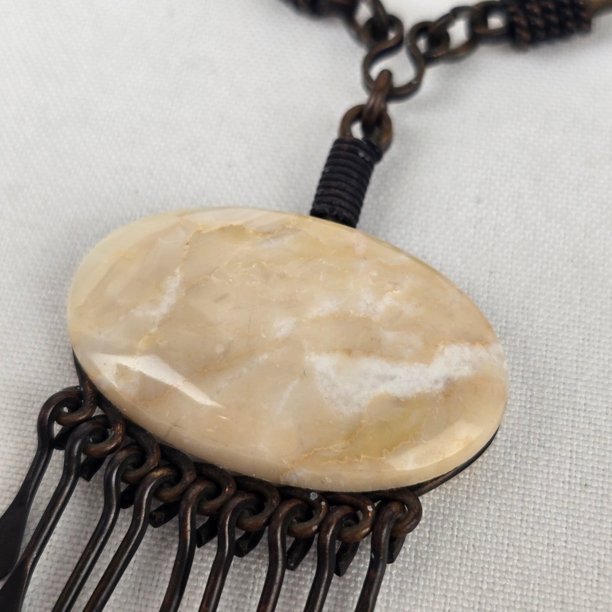 Vintage Bronze Natural Stone Chandelier Pendant Necklace
