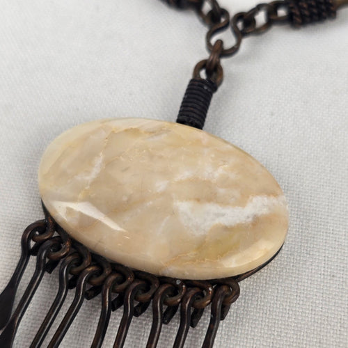 Vintage Bronze Natural Stone Chandelier Pendant Necklace