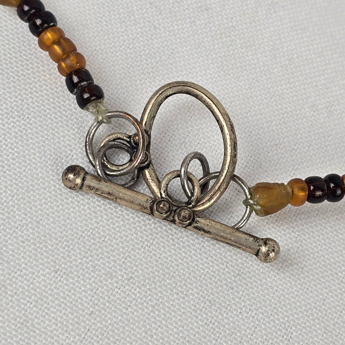 Handmade Brown & Black Glass Beaded Long Necklace