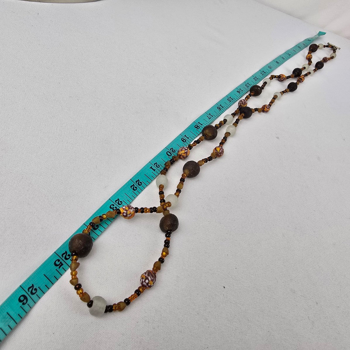 Handmade Brown & Black Glass Beaded Long Necklace