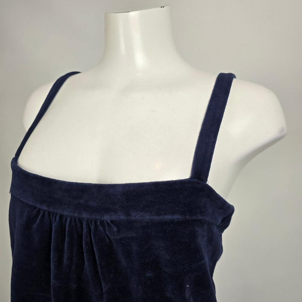 Juicy Couture Blue Velour Velvet Drawstring Wide Leg Jumpsuit Size M