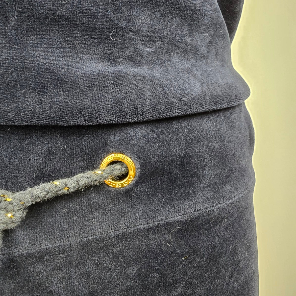 Juicy Couture Blue Velour Velvet Drawstring Wide Leg Jumpsuit Size M