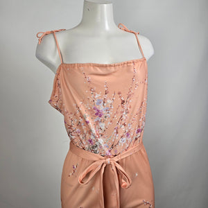 Vintage Nancy G Peach Floral Jumpsuit Size 9/10