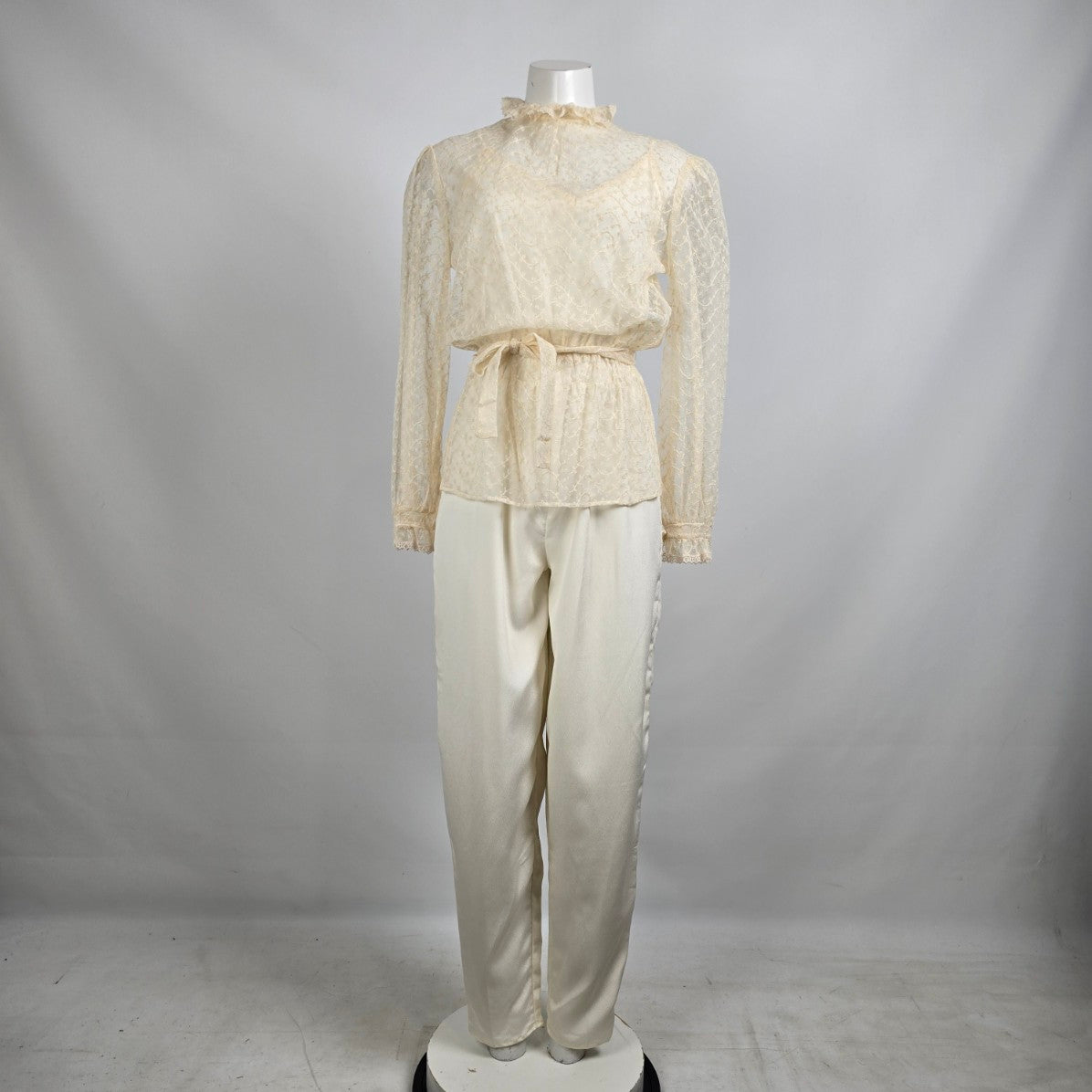 Farouche Cream Lace Jumpsuit & Top Set Size 13