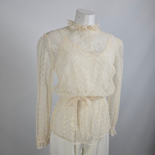 Farouche Cream Lace Jumpsuit & Top Set Size 13