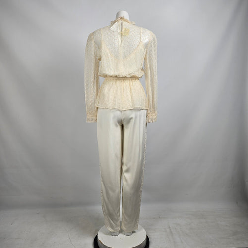 Farouche Cream Lace Jumpsuit & Top Set Size 13
