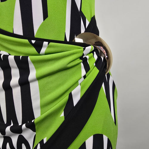 Vintage Y2k Joseph Ribkoff Green Midi Dress Size 6