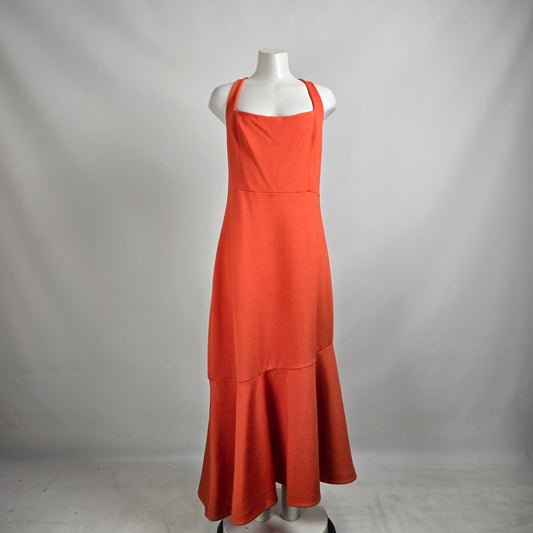by Anthropologie Orange Knit Flare Bottom Midi Dress Size XL