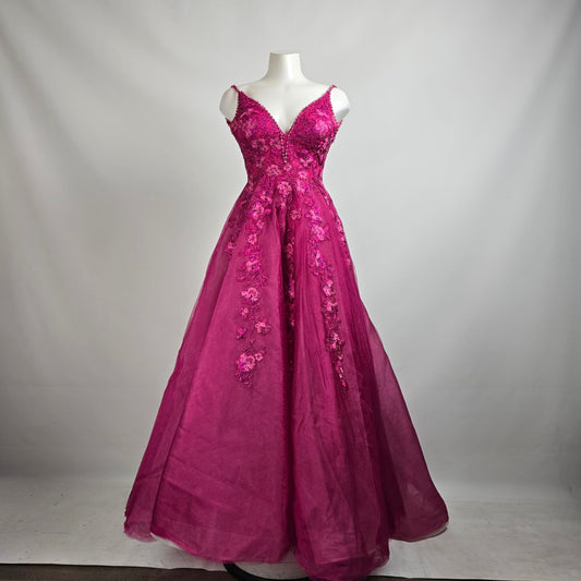 Ellie Wilde Pink Floral Princess Grad Event Gown Size 4