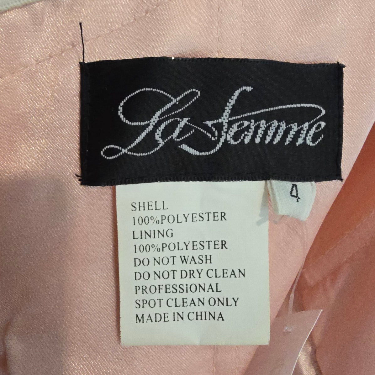 La Femme Pink Beaded Bodice Princess Tulle Grad Event Gown Size 4