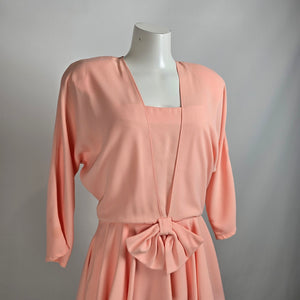 Vintage Peach Pink Peplum Midi Dress Size M