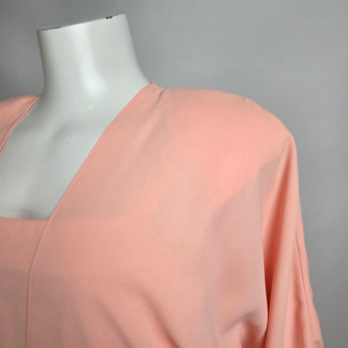 Vintage Peach Pink Peplum Midi Dress Size M