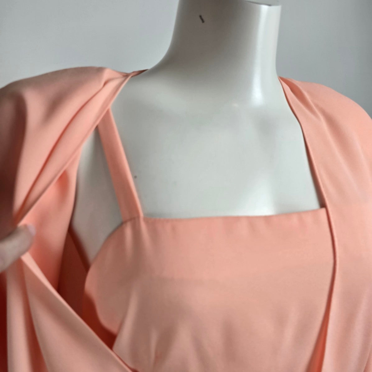 Vintage Peach Pink Peplum Midi Dress Size M