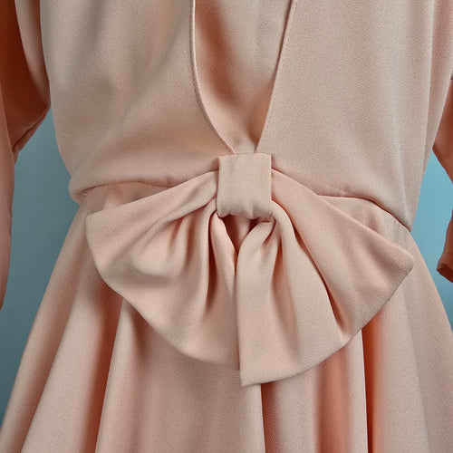 Vintage Peach Pink Peplum Midi Dress Size M