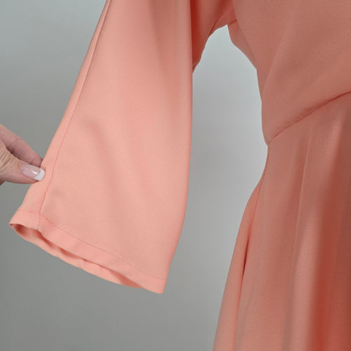 Vintage Peach Pink Peplum Midi Dress Size M