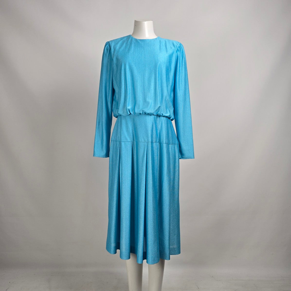 Vintage D'Allaird's Blue Long Sleeve Midi Dress Size 14