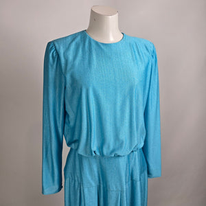Vintage D'Allaird's Blue Long Sleeve Midi Dress Size 14