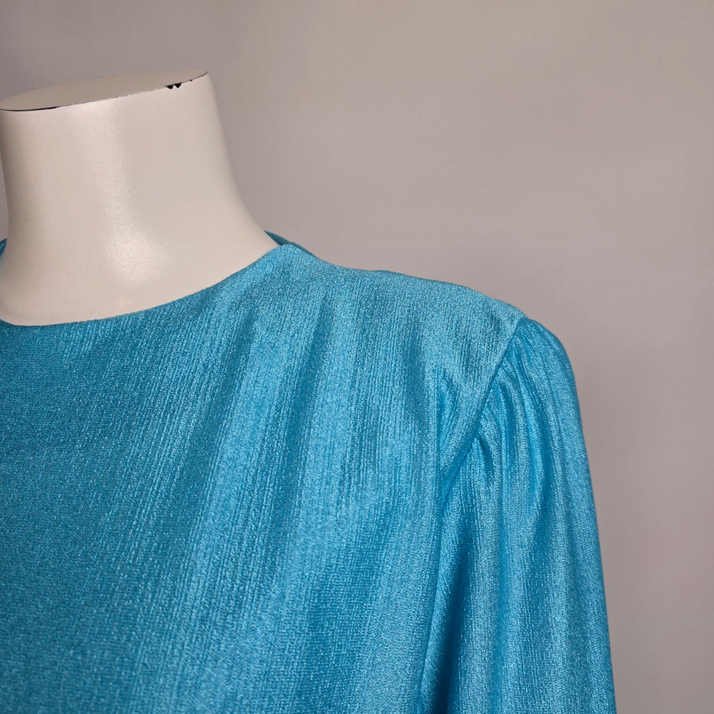 Vintage D'Allaird's Blue Long Sleeve Midi Dress Size 14