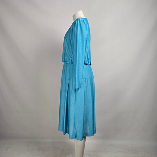 Vintage D'Allaird's Blue Long Sleeve Midi Dress Size 14
