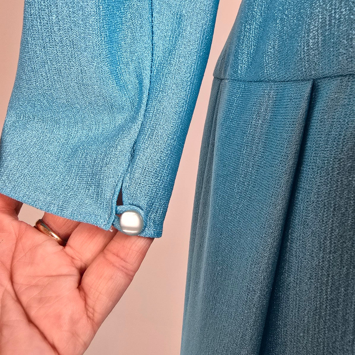 Vintage D'Allaird's Blue Long Sleeve Midi Dress Size 14