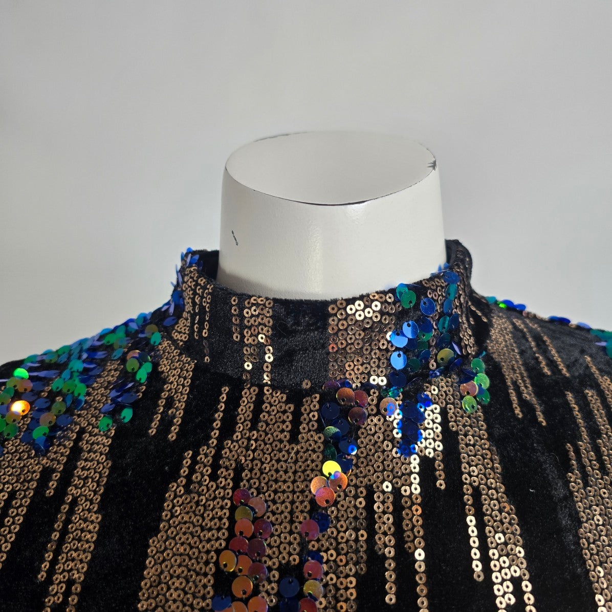 Vero Moda Blue Sequined Short Sleeve Dress Size M