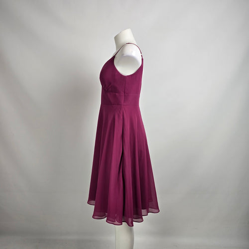 Azazie Purple Fit & Flare Cocktail Bridesmaids Dress Size 8