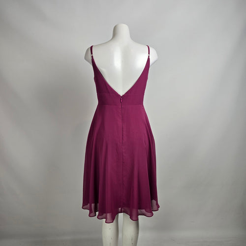 Azazie Purple Fit & Flare Cocktail Bridesmaids Dress Size 8