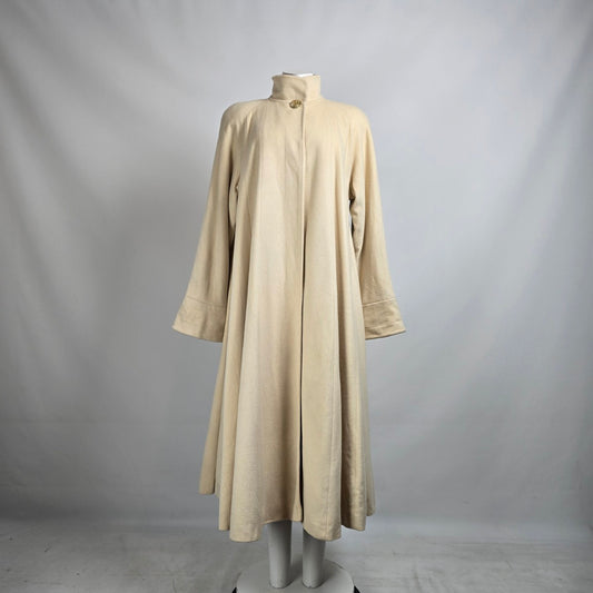 Vintage Mallia Cashmere & Wool Cream Maxi Coat Size S