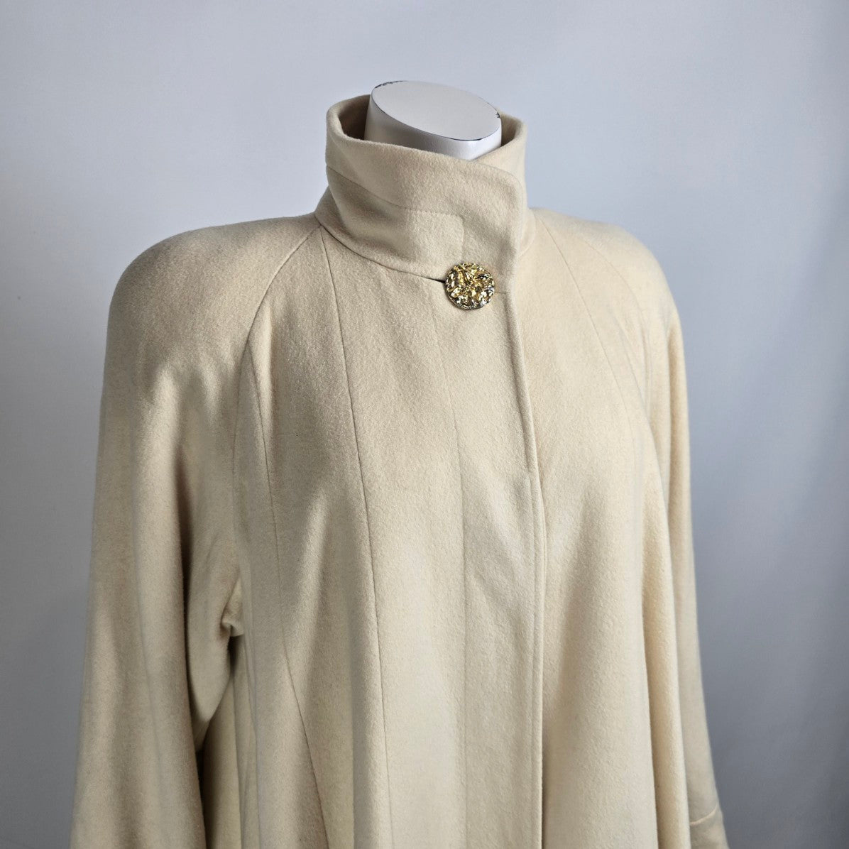 Vintage Mallia Cashmere & Wool Cream Maxi Coat Size S