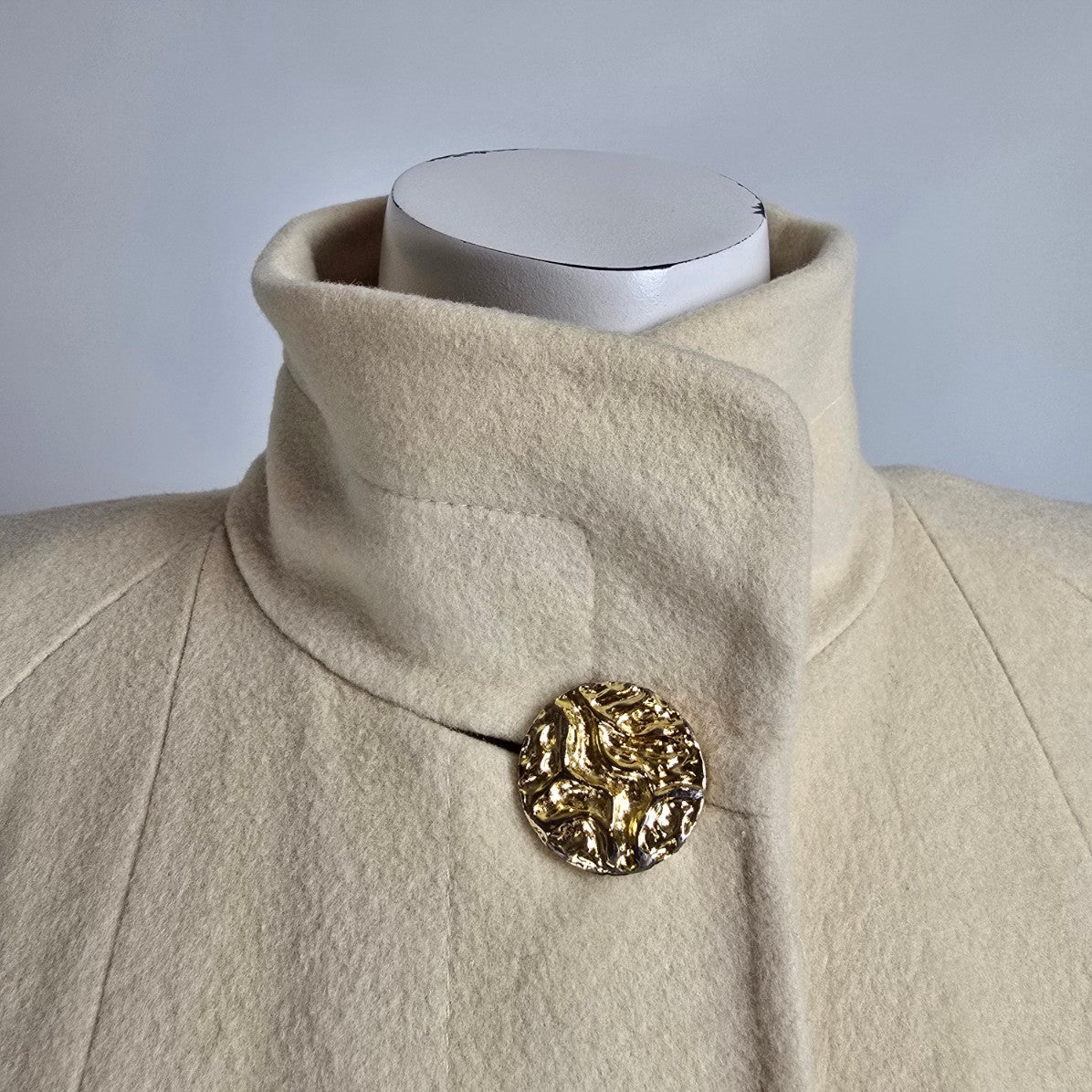 Vintage Mallia Cashmere & Wool Cream Maxi Coat Size S