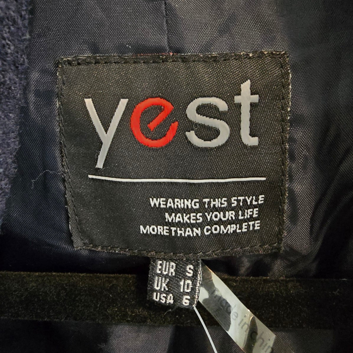 Yest Black Grey Wool Zip Up Light Jacket Size 6