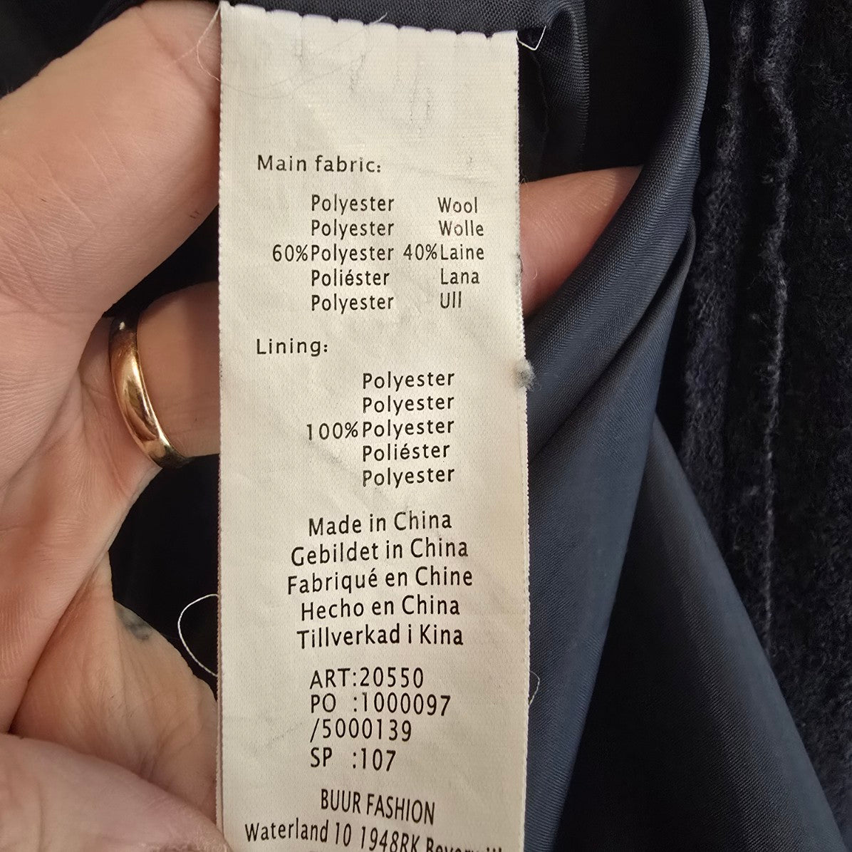 Yest Black Grey Wool Zip Up Light Jacket Size 6