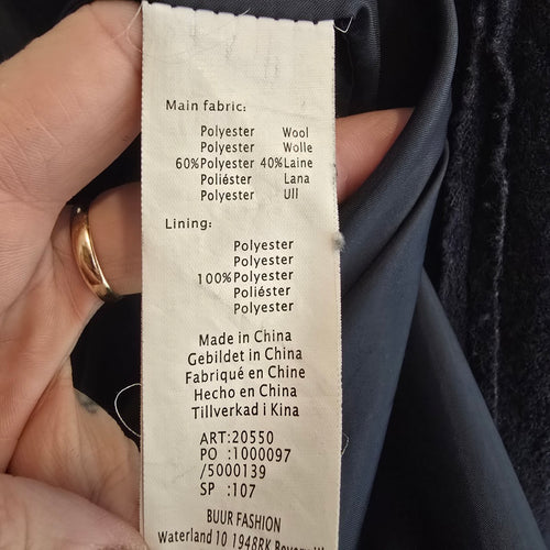 Yest Black Grey Wool Zip Up Light Jacket Size 6
