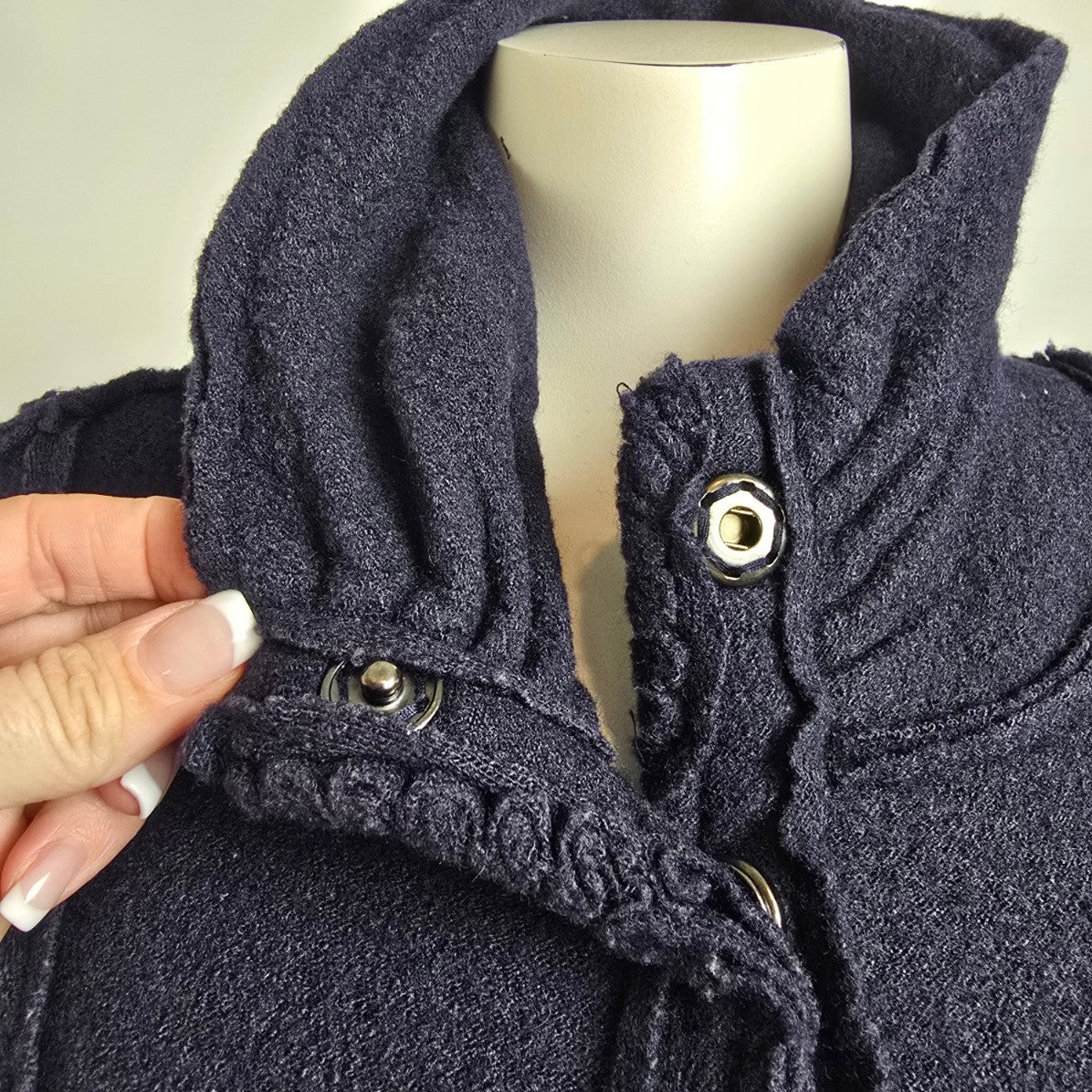 Yest Black Grey Wool Zip Up Light Jacket Size 6