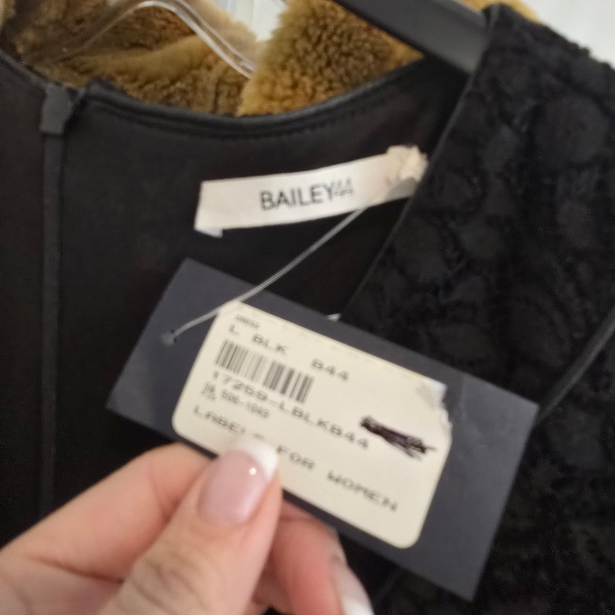 Bailey 44 Black Lace Midi Sheath Dress Size L