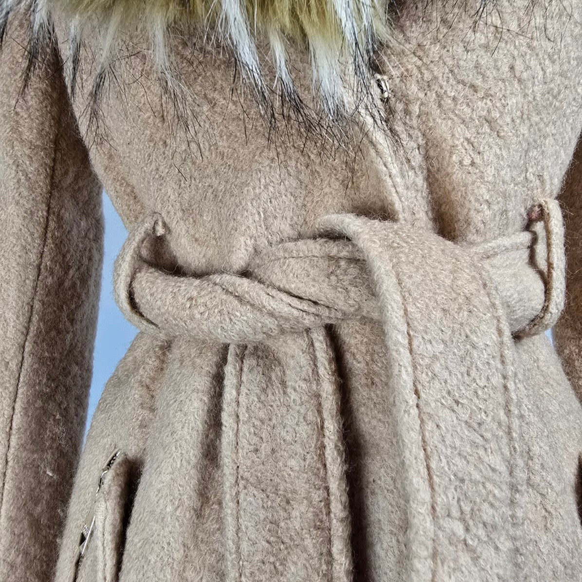 Guess Brown Faux Fur Button up Winter Coat Size XS