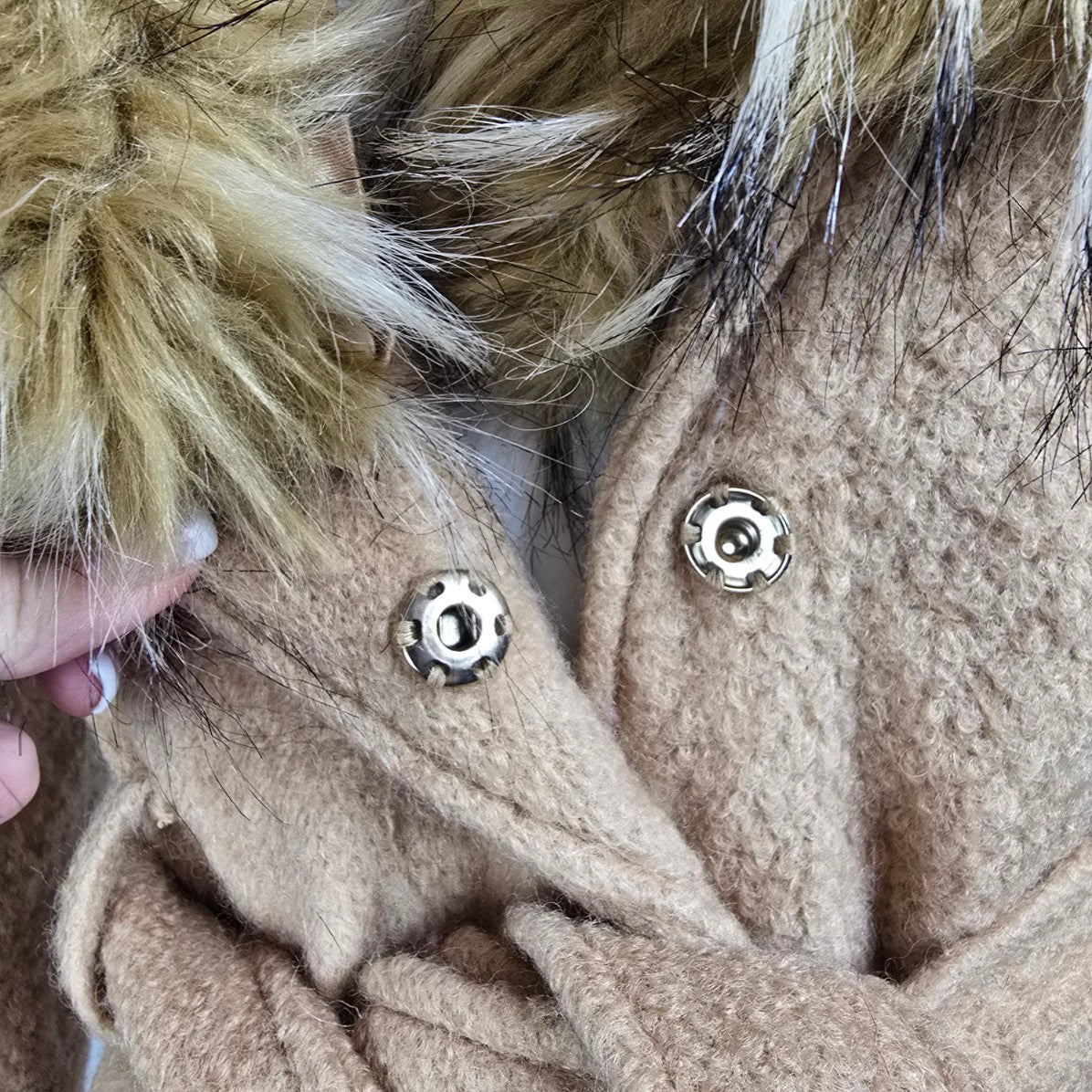 Guess Brown Faux Fur Button up Winter Coat Size XS