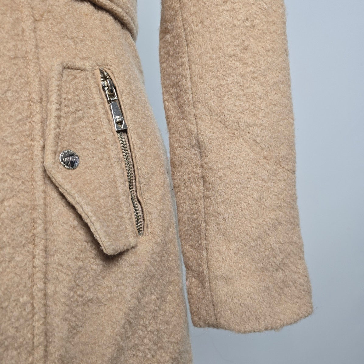 Guess Brown Faux Fur Button up Winter Coat Size XS