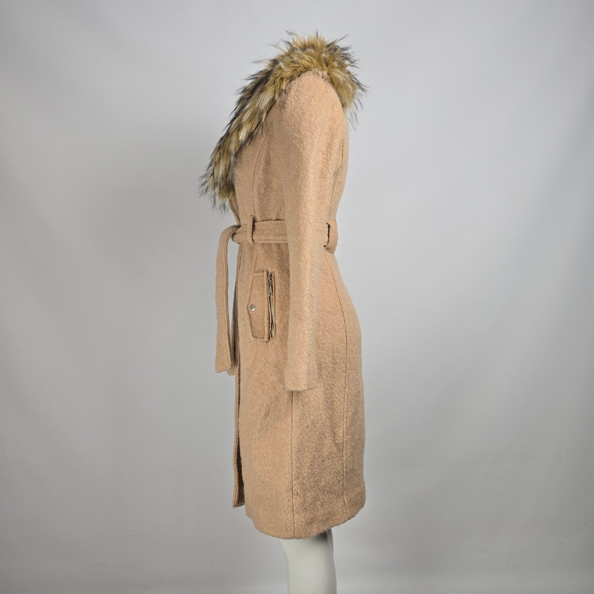 Guess Brown Faux Fur Button up Winter Coat Size XS