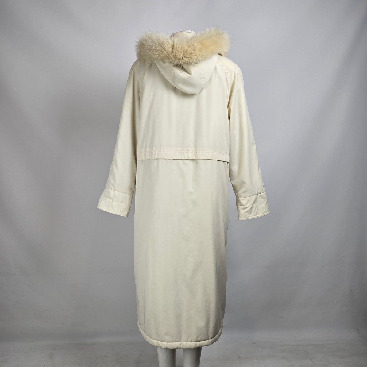 Vintage Luba Cream Faux Fur Hood Long Winter Jacket Size 12