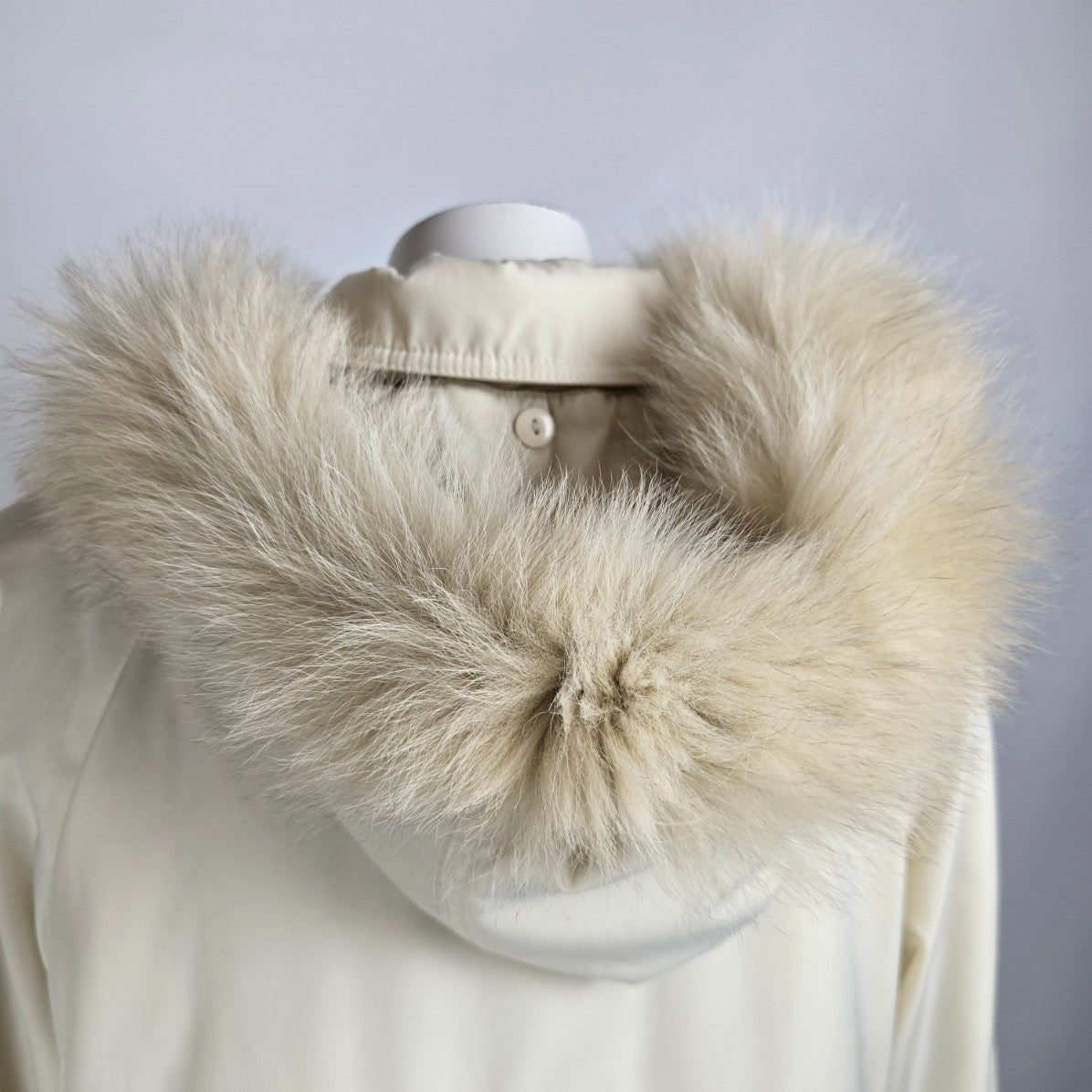Vintage Luba Cream Faux Fur Hood Long Winter Jacket Size 12