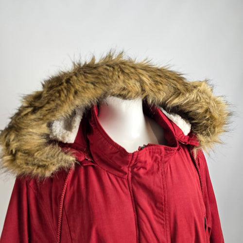 DC Jeans Red Faux Fur Trim Winter Jacket Size 5XL