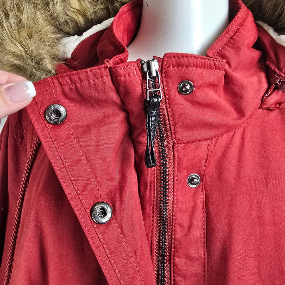 DC Jeans Red Faux Fur Trim Winter Jacket Size 5XL