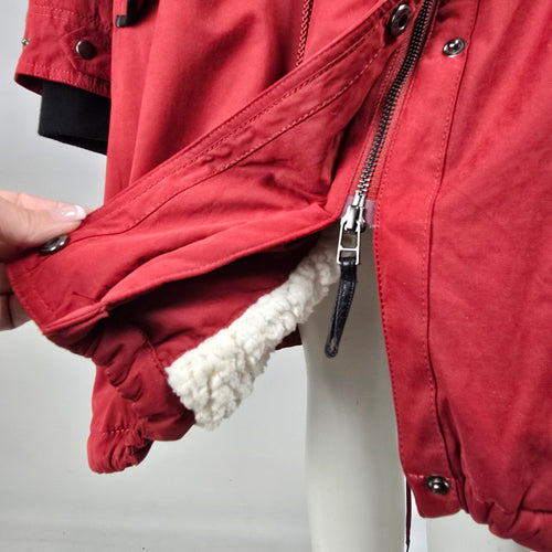 DC Jeans Red Faux Fur Trim Winter Jacket Size 5XL