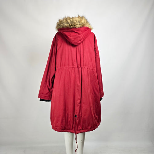 DC Jeans Red Faux Fur Trim Winter Jacket Size 5XL