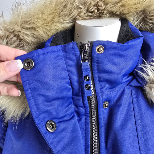 Northern Reflections Blue Fur Trimmed Winter Jacket Size XL